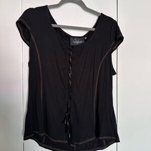 Killstar Black Lace-Up Women's Blouse 4XL